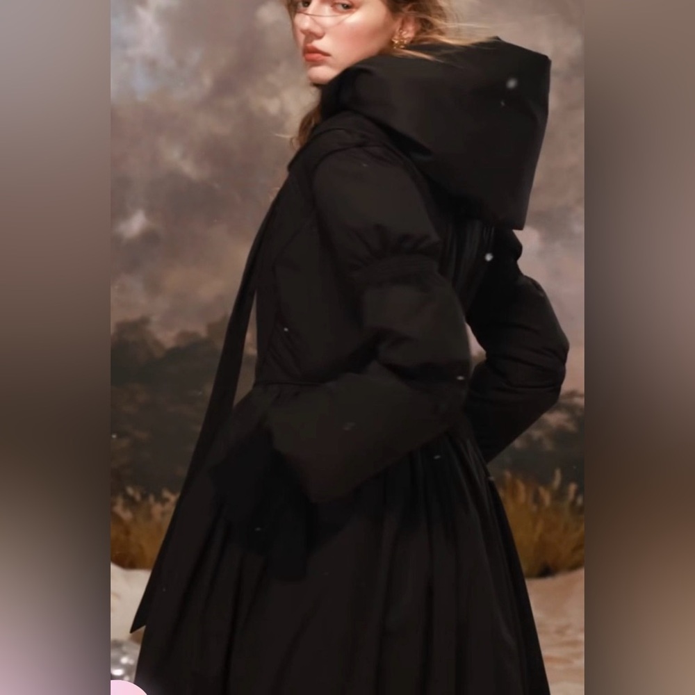Lace Made Black&White Warrior Down Coat Black Small NWT - Picture 3 of 12